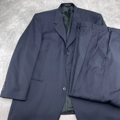 Pierre Cardin Suit Men 44 34Wx29L Blue Pinstripe Classic Career 2pc Wool USA VTG - Image 1 of 4