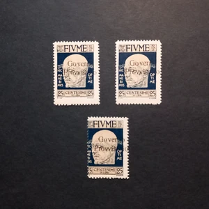 FLUSS 1921 / ANKÜNDIGUNGSBILDNISSE VIELFALT 25 C. OBEN. VERSCHOBEN NR. 3 WERTE POSTFRISCH - Bild 1 von 2