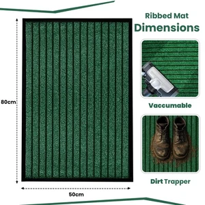 Ribbed Entrance Mat Rubber Back Floor Mat, Scraper Mat, Barrier Doormat 50x80 cm - Picture 1 of 6