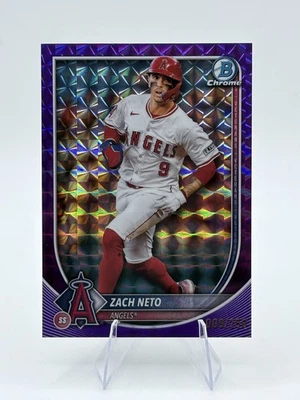 2025 Bowman Chrome Zach Neto #55 Purple Geometric 009/250 JERSEY MATCH!  Angels - Image 1 of 3