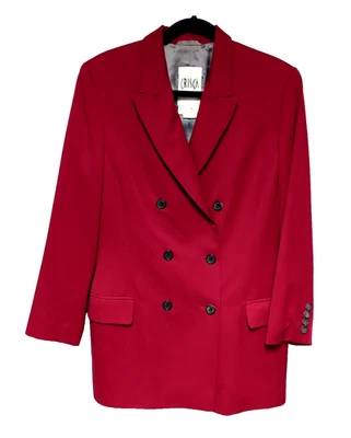 Blazer Largo De Colección Escada Crisca 100% Lana Virgen Rojo Doble Pecho Talla 42 (US 12) Foto 1 de 4