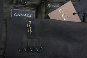 Canali Navy Blue S140s Wool 2 Pc Suit Jacket Pants Sz 46R Brand New - Picture 1 of 12