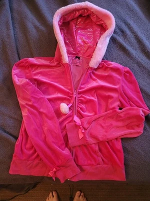 Victoria Secret Santa Baby Bling Hoodie Velour Jacket Sweatshirt , Large - Image 1 of 4