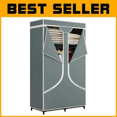 Organizador de armario portátil de metal resistente con cubierta de tela no tejida, 34" de alto Foto 1 de 4