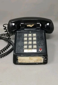 Vintage ITT CORTELCO 2500-00-FBA-20M Desk Phone Black With Red Button  - Picture 1 of 19