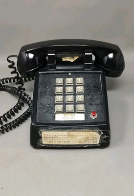Vintage ITT CORTELCO 2500-00-FBA-20M Desk Phone Black With Red Button  - Image 1 of 4
