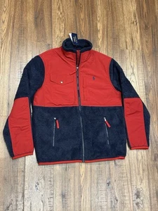 Ralph Lauren Polo Mens Red & Nav Blue Fleece Jacket Size Large L - Picture 1 of 15