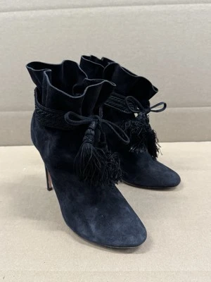 Botas Aquazzura negras de gamuza envolventes hasta el tobillo talla 39/8,5 Foto 1 de 4