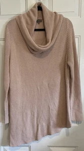 Vince Camuto Size XL Women’s Cowl Neck Knit Sweater Pink Beige Long Tall - Picture 1 of 5