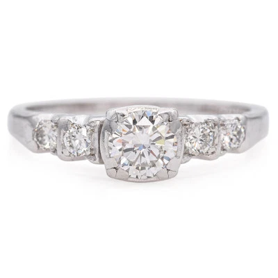 Vintage Palladium 0.49 TCW Diamond Five Stone Engagement Ring - Image 1 of 4