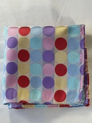 Multicoloured large dot woven silk pocket square/handkerchief - Image 1 of 4