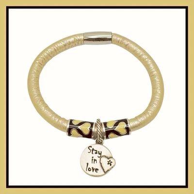 BRIGHTON CHAMPAGNE WOODSTOCK Bracelet STAY IN LOVE CHARM & LOVE ME Beads NWT - Image 1 of 3