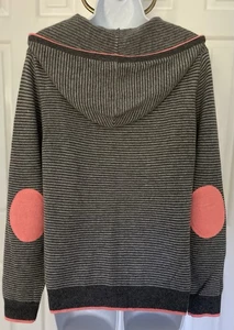 Peck & Peck - Womens L- 2 Ply Cashmere Sweater - Full Zip- Hooded- Gray Coral - Picture 1 of 9