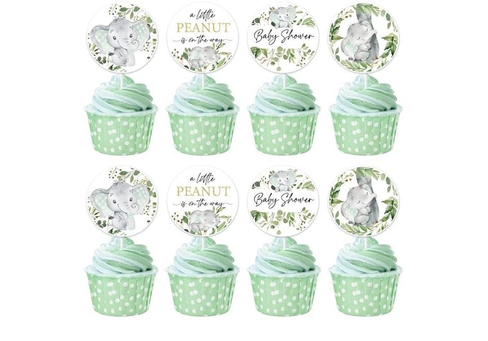 Decoraciones de baby shower elefante, 36 piezas A Little Peanut Is On the Way Foto 1 de 1