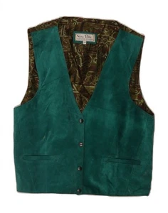 LAVORAZIONE ARTIGIANA Womens Waistcoat UK 14 Medium Turquoise Geometric DC58 - Picture 1 of 3