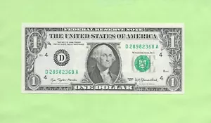 1977 ..UNCIRC $1 D 2898 2368 A .... 1977 $1 D-A NICE NOTE FRN - Picture 1 of 2