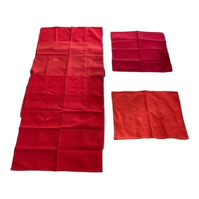 Vtg Christmas Holiday Red Cloth Dinner Napkins Lot 5 19” Bread Basket Cover 16” - Image 1 of 4