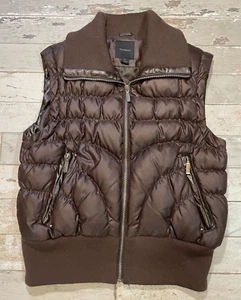 Y2K Express DOWN Vest Quilted Brown Full-Zip Pockets Woman's MED - Picture 1 of 12
