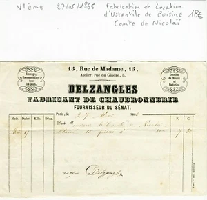 Paris VI ème 15 Rue Madame - Ustentiles de Cuisine - Comte de Nicholaï de 1865 - Picture 1 of 1