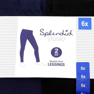 Splendid Studio Girls' 2-Pack Stretch Knit Leggings, size 6X, Navy / Black - Picture 1 of 4