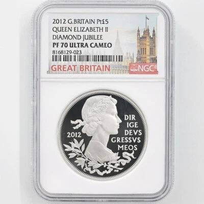 2012 Great Britain QE II Diamond Jubilee 5Pounds Platinum Proof Coin NGC PF70 UC - Image 1 of 4