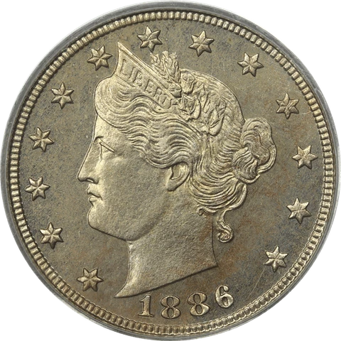 1886 Liberty Nickel 5c, PCGS PR 64 - Nice Original Toning Cover