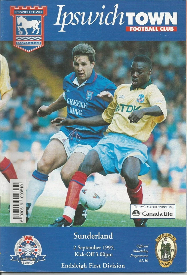 1995/96 Ipswich Town v Sunderland League - Image 1 of 1