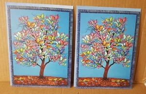 Leanin Tree Birthday Cards (2) Butterfly Tree by Paul Heussenstamm w Envelopes - Picture 1 of 5