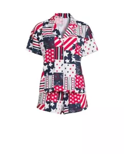 Way to Celebrate Women's Size M (8-10) Americana Shorty Pajama Set 2-Piece - Picture 1 of 12