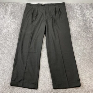 Chereskin Straight Dress Pants Men's Size 42/30 Black Brown Pleated Cuffed Ankle - Picture 1 of 9