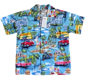 NWTs Boys Aloha Republic Route 66 Theme Button down short Sleeves Sz 4T - Picture 1 of 4