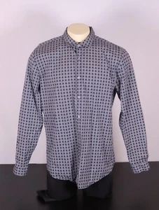 TORI RICHARD Men’s Large Long Sleeve Shirt -Dark Blue/White Geometric Print - Picture 1 of 10