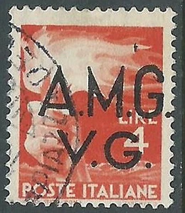 1945-47 TRIESTE AMG VG USATO DEMOCRATICA 4 LIRE VARIETà PUNTO IN ALTO - L46 - Foto 1 di 1