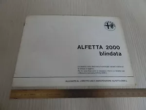 SUPPLEMENTO AL MANUALE USO MANUTENZIONE ORIGINALE ALFA ROMEO ALFETTA BLINDATA - Foto 1 di 7