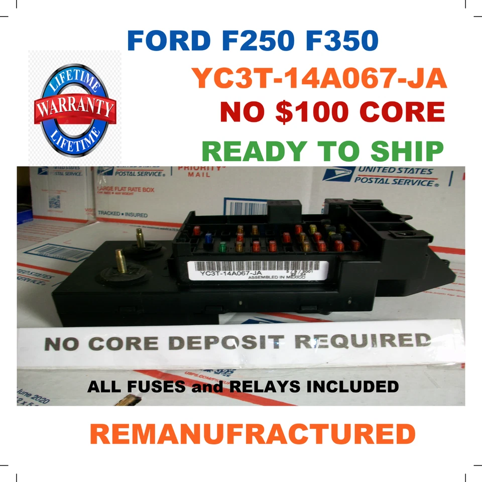 CAJA DE FUSIBLES FORD F250 F350 SUPER DUTY RECONSTRUIDA YC3T-14A067-JA 2000 2001 2002 2003 Foto 1 de 4