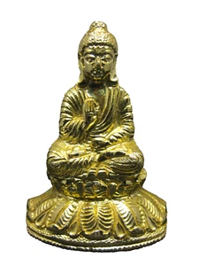 Vintage Gold Tone Metal Buddhist Bodhisattva Guanyin Figurine Statue - Picture 1 of 4