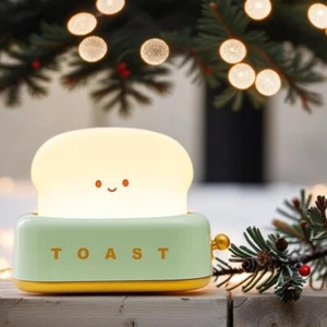 Cute Toast Night Light, USB Rechargeable LED Bread Night Lamp Bedroom Decoration - Picture 1 of 17