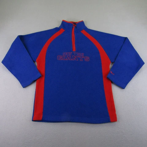 Vintage New York Giants Sweater Mens Medium Blue Reebok Fleece Pullover 1/4 Zip Cover