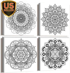 Black and White Art Decorative Pattern Canvas Wall Art for Living Room Bedroom W - Picture 1 of 7