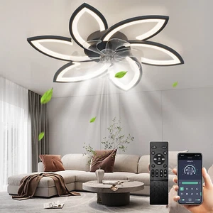 Modern LED Dimmable with Fan,Low Profile Ceiling Fans with Lights for Kitchen - Picture 1 of 8