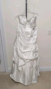 Alfred Angelo Sapphire Couture 829W Ivory Metallic Satin Wedding Dress 22W $1599 - Picture 1 of 24