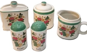 Vintage Ceramic Strawberry Design Kmart Table Set Unused Org Open Box Very Rare - Picture 1 of 24