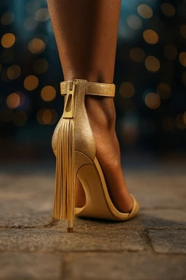Sandália Brian Atwood Gold Tassel NOVA - Imagem 1 de 4