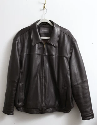 EUC Men's XL Croft & Barrow Dark Brown Leather Full Zip Jacket - Image 1 of 4