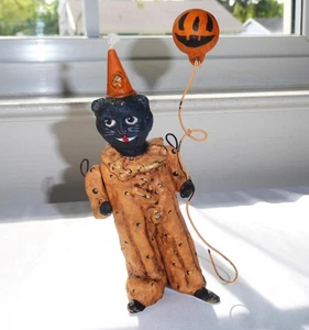 DEBBEE THIBAULT FOLK ART HALLOWEEN BLACK CAT HOLDING PUMPKIN BALLON 104/500 - Picture 1 of 9