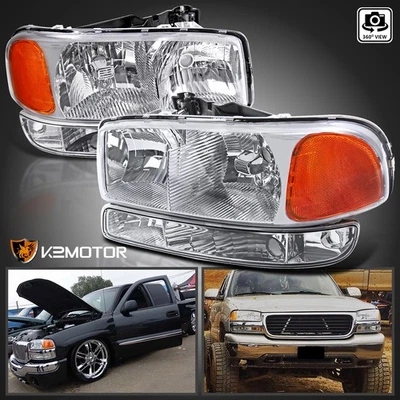 Fits 1999-2006 GMC Sierra 2000-2006 Yukon XL 1500 2500 Headlights+Bumper Lamps Foto 1 de 4