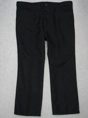 PI03424 1990s **WRANGLER** STA-PREST BOOT CUT CALÇA POLI (msr 44"x30.5") PRETA - Imagem 1 de 4