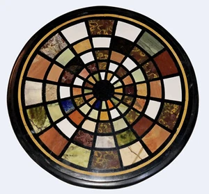 18" Black Marble coffee Table Top antique malachite Inlay Mosaic Home Decor - Picture 1 of 4