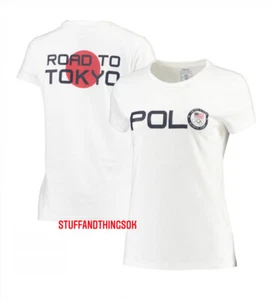 Polo Ralph Lauren weißes Damen-T-Shirt Large USA Olympische Sommerspiele Road To Tokyo - Bild 1 von 1