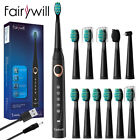 Fairwill Electric Toothbrush Oral Clean Modes Sonic Whitening 40,000VPM 12 Brush